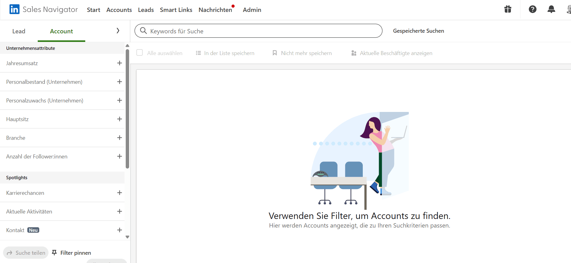 Sales Navigator arama arayüzü